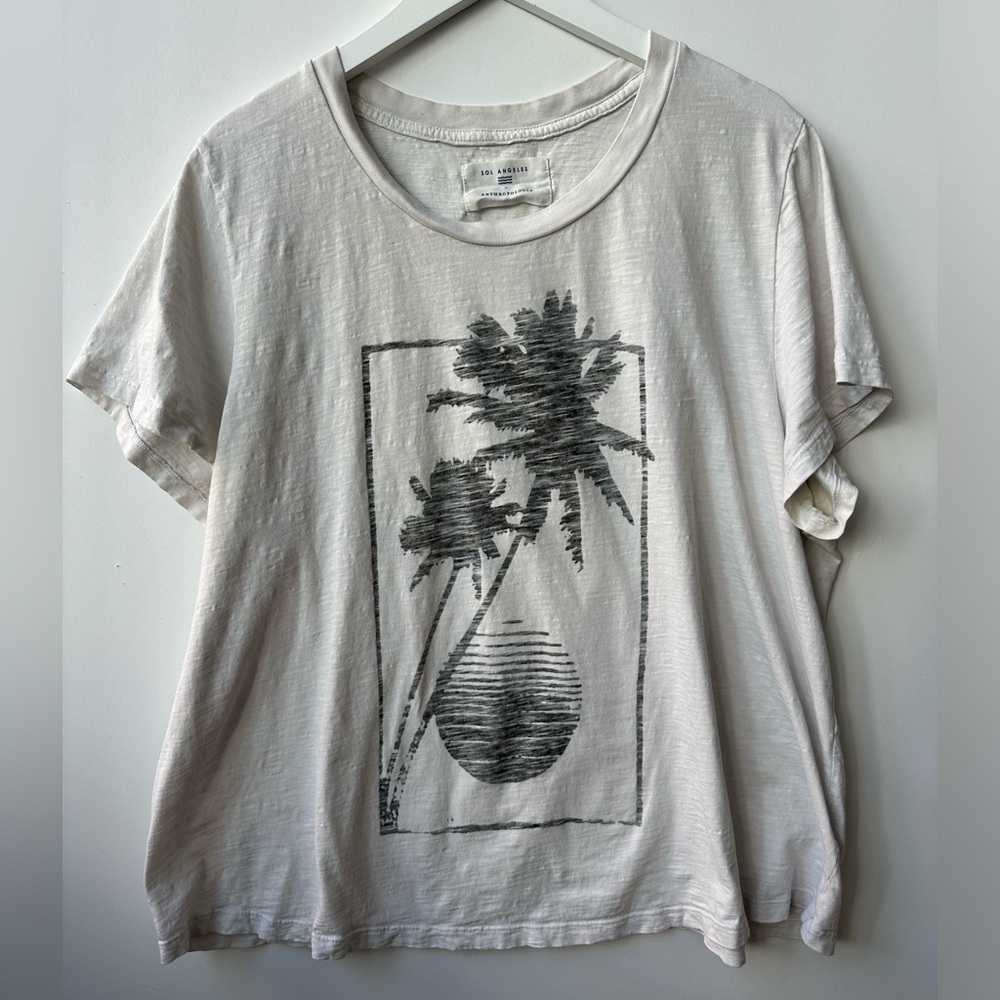 ANTHROPOLOGIE A+ Sol Angeles Distressed Palm Tree Vacation Graphic Tee - Size 3X